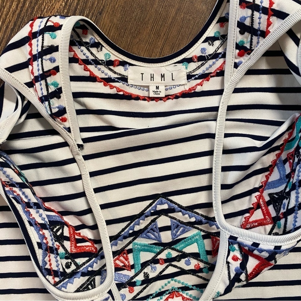 THML embroidered striped maxi dress - Picture 3 of 4